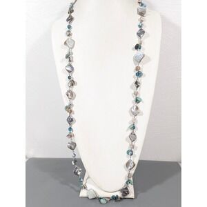 Lia Sophia Ocean Air Shell Glass Beaded Necklace 48 Inch Long Layered Jewelry